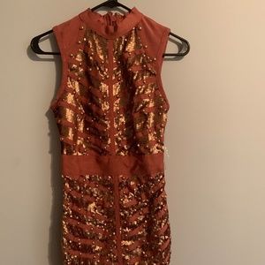 BRAND NEW-coral mini bondage dress-size small!!!